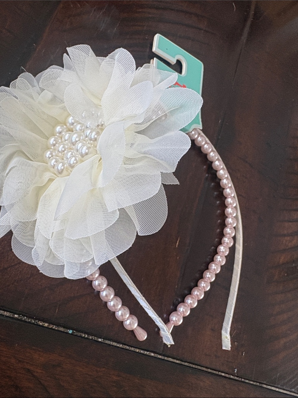 NWT Copper Key Set of Two Decorative Pearl /Flower Headbands
